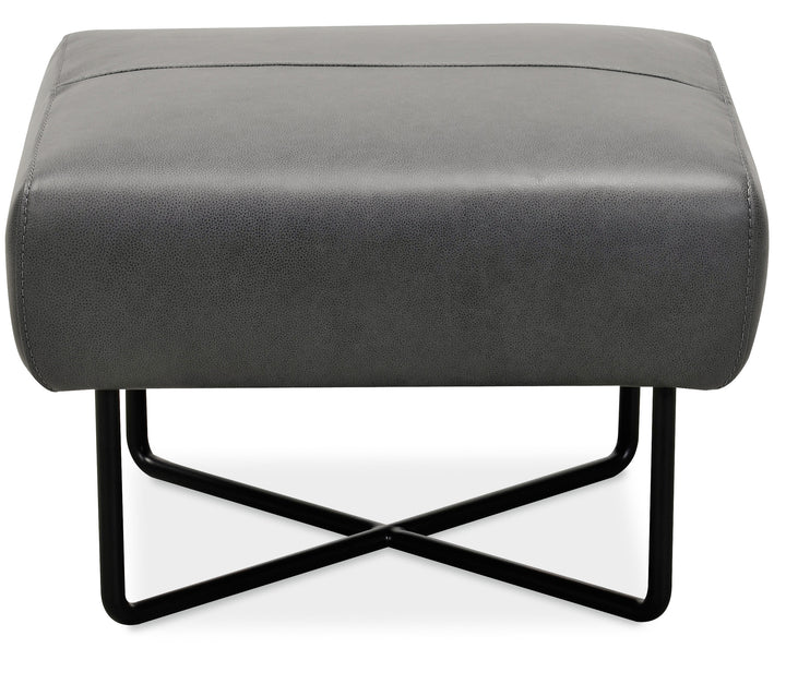 American Home Furniture | Hooker Furniture - Efron Ottoman with Black Metal Base