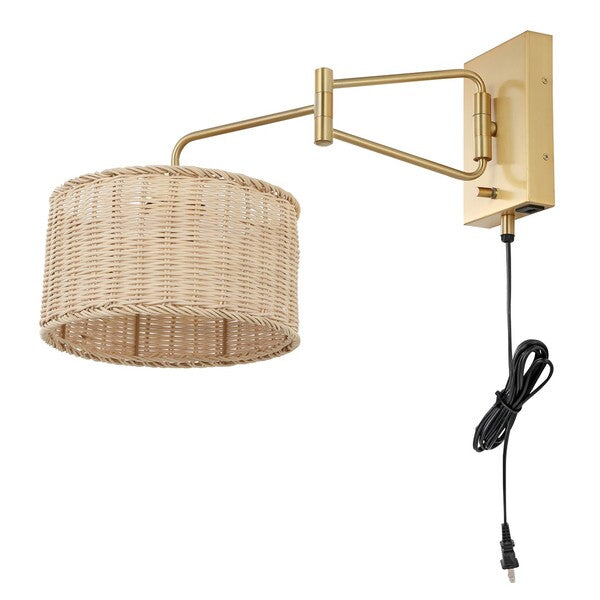 BRASS / NATURAL RATTAN