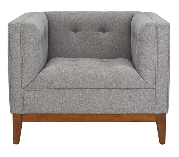 Garnet Linen Tufted Arm Chair - Safavieh - AmericanHomeFurniture