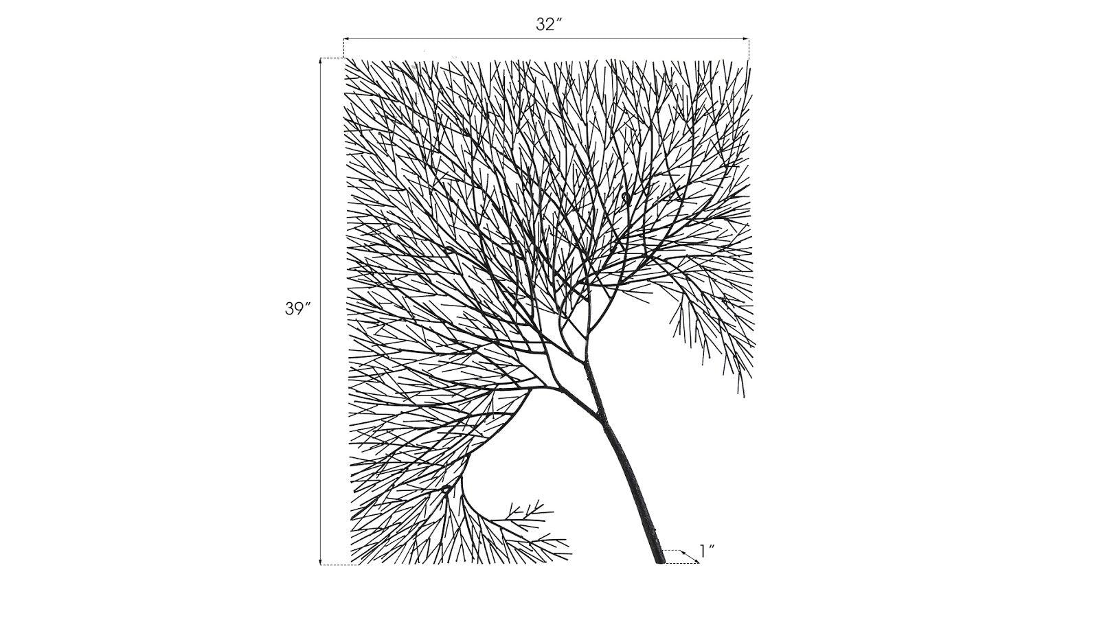 Phillips Collection Wire Tree Wall Art, Rectangular, Metal, Black WALL ACCENTS