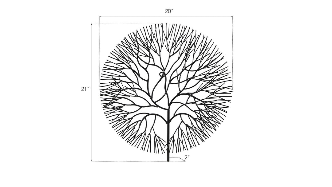 Wire Tree Wall Art, Small, Circle, Metal, Black - Phillips Collection - AmericanHomeFurniture