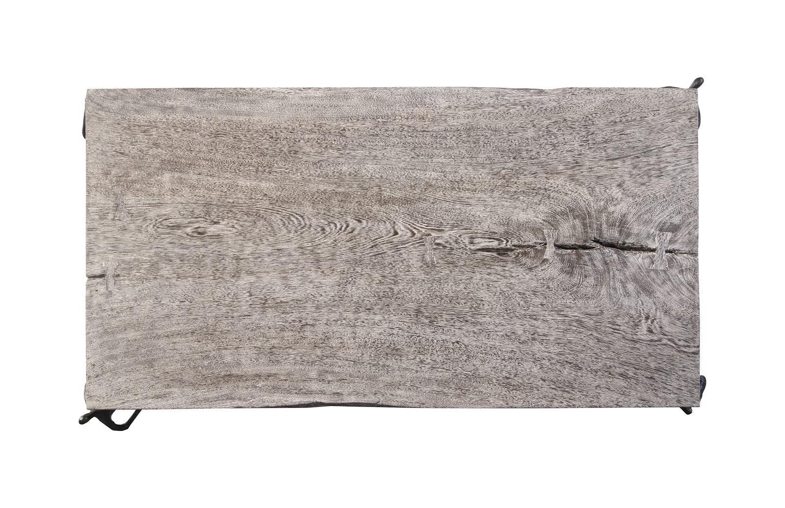 Phillips Collection Atlas Coffee Table, Chamcha Wood, Gray Stone Finish, Metal COFFEE TABLES