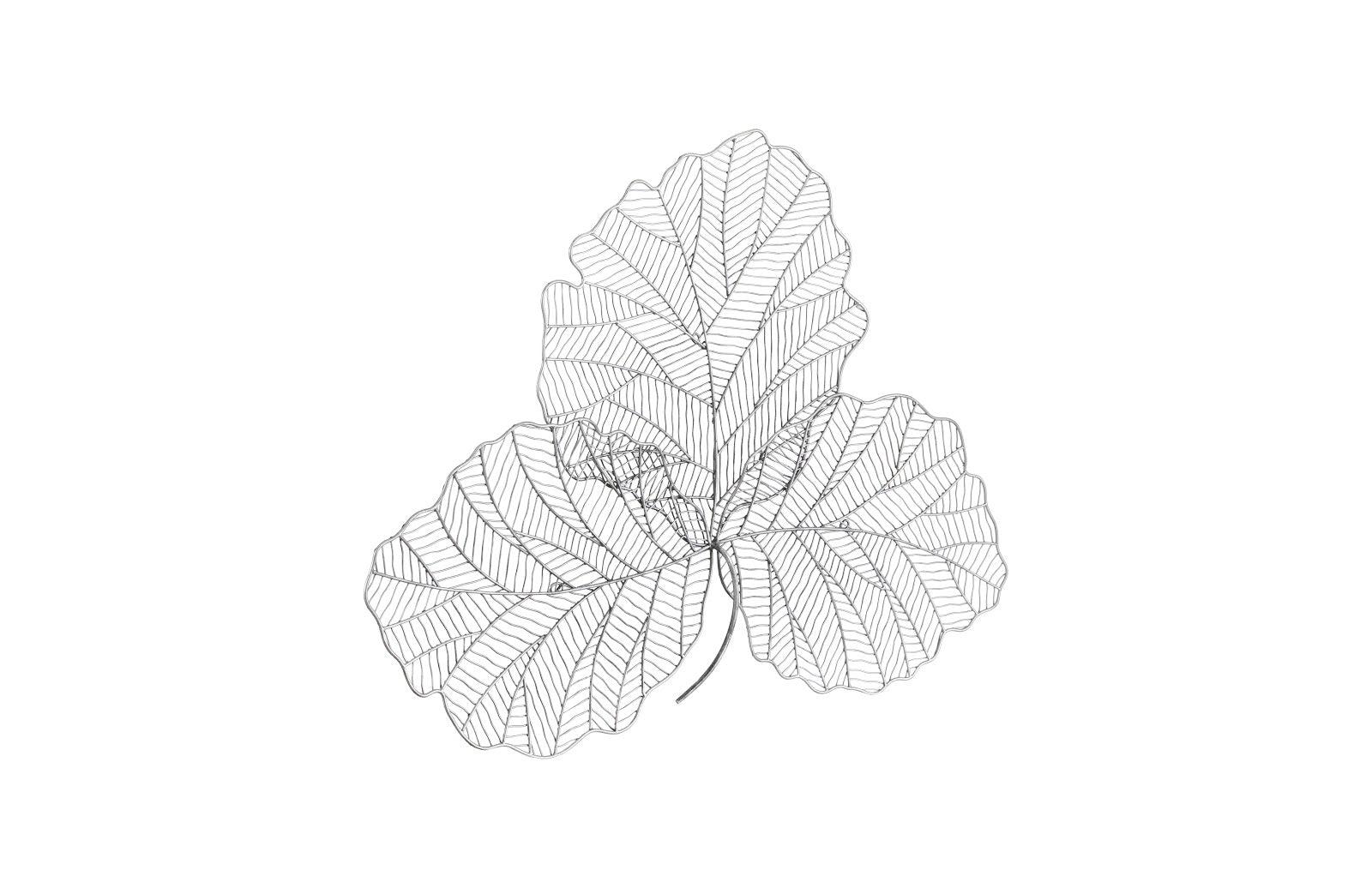 Phillips Collection Tri Leaf Wall Art, Small, Metal, Silver/Black WALL ACCENTS