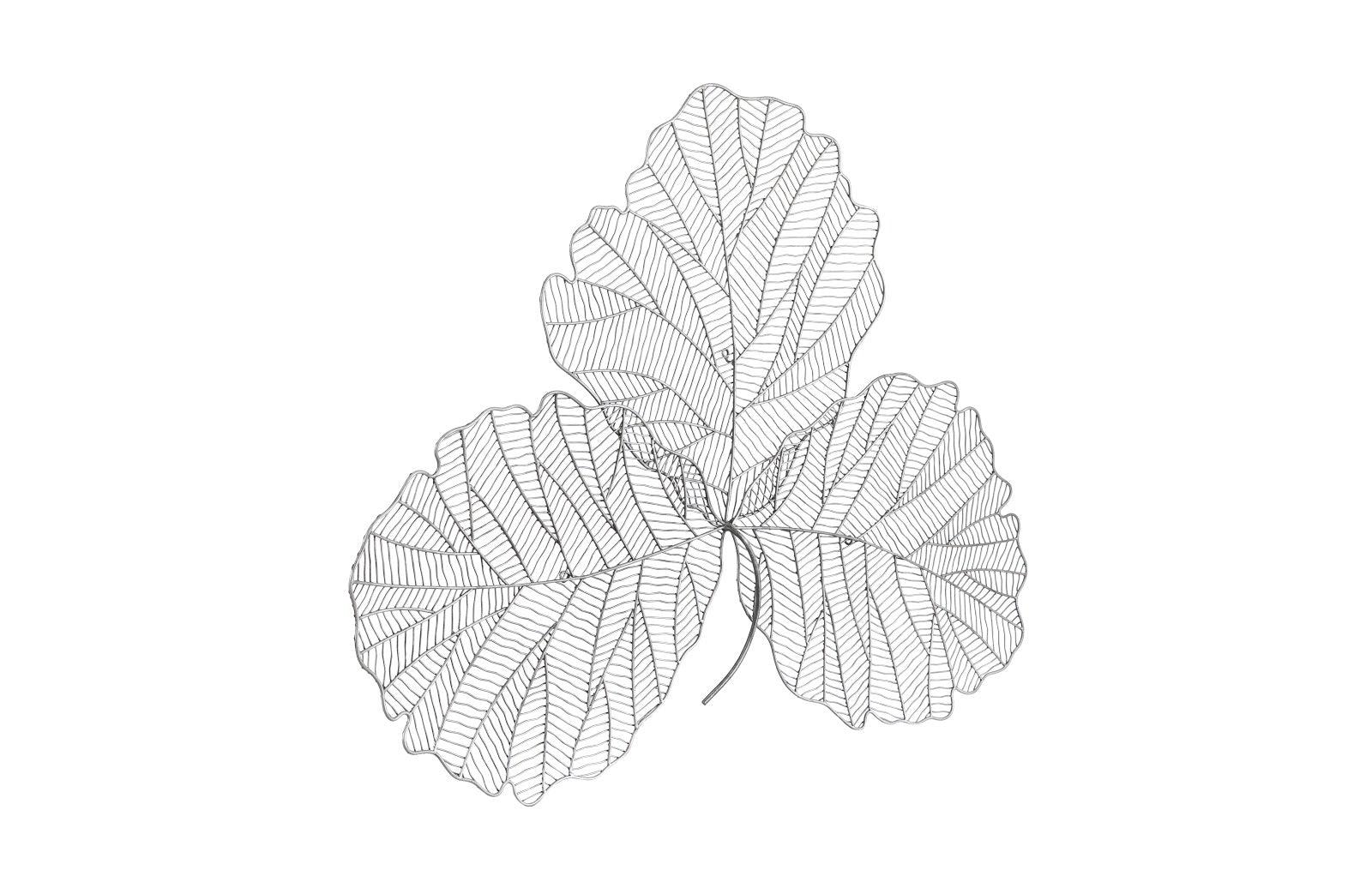 Phillips Collection Tri Leaf Wall Art, Medum, Metal, Silver/Black WALL ACCENTS