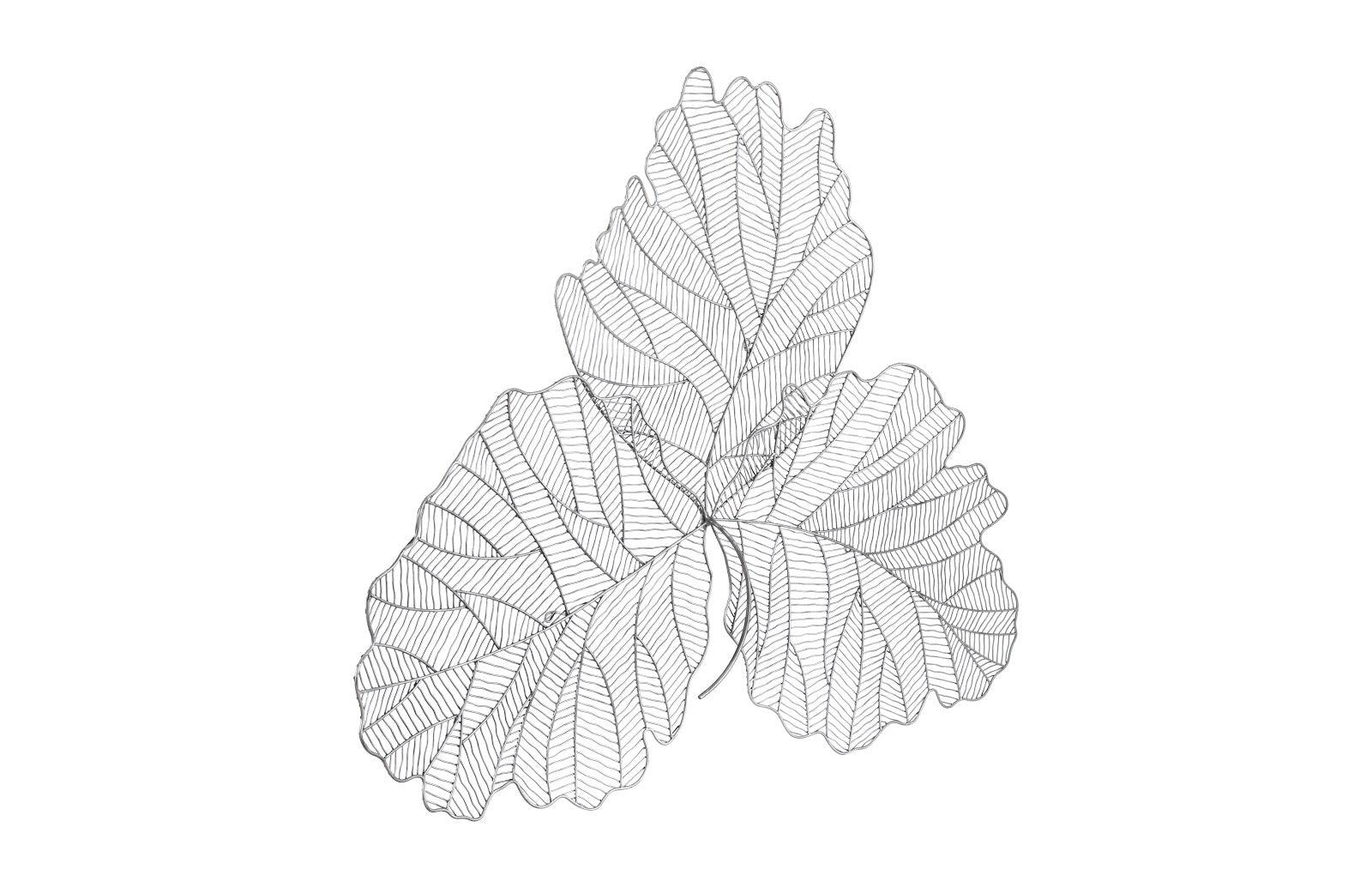 Phillips Collection Tri Leaf Wall Art, Large, Metal, Silver/Black WALL ACCENTS