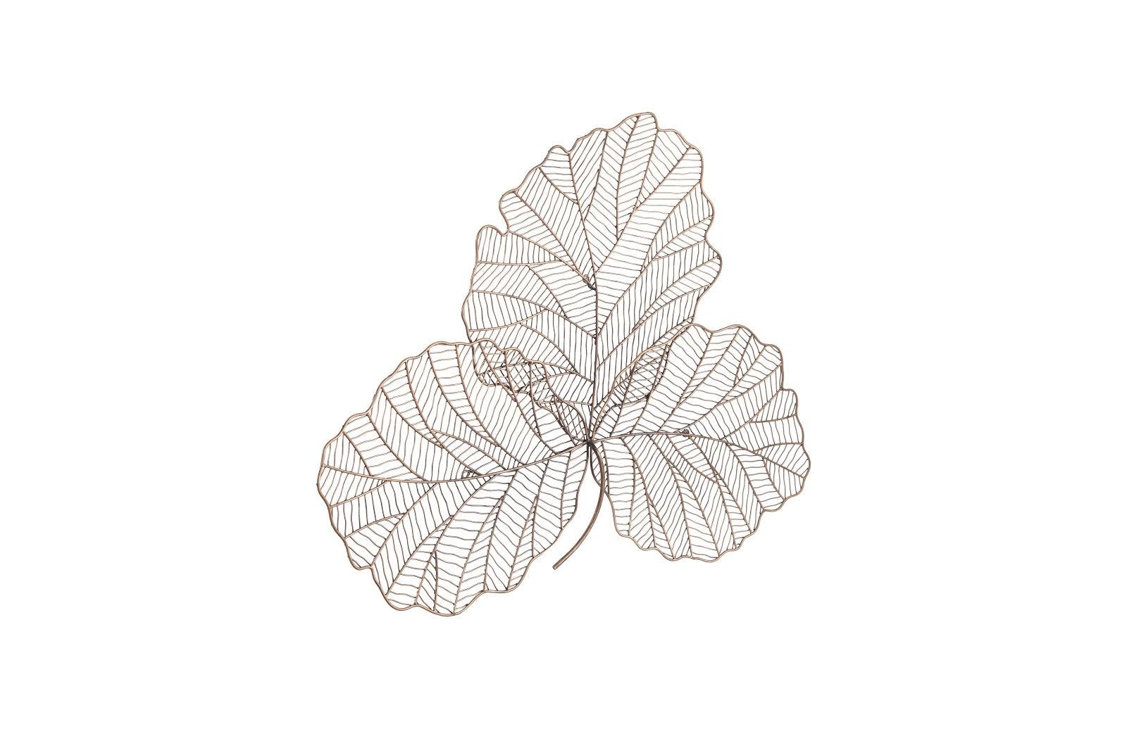 Phillips Collection Tri Leaf Wall Art, Small, Metal, Copper/Black WALL ACCENTS