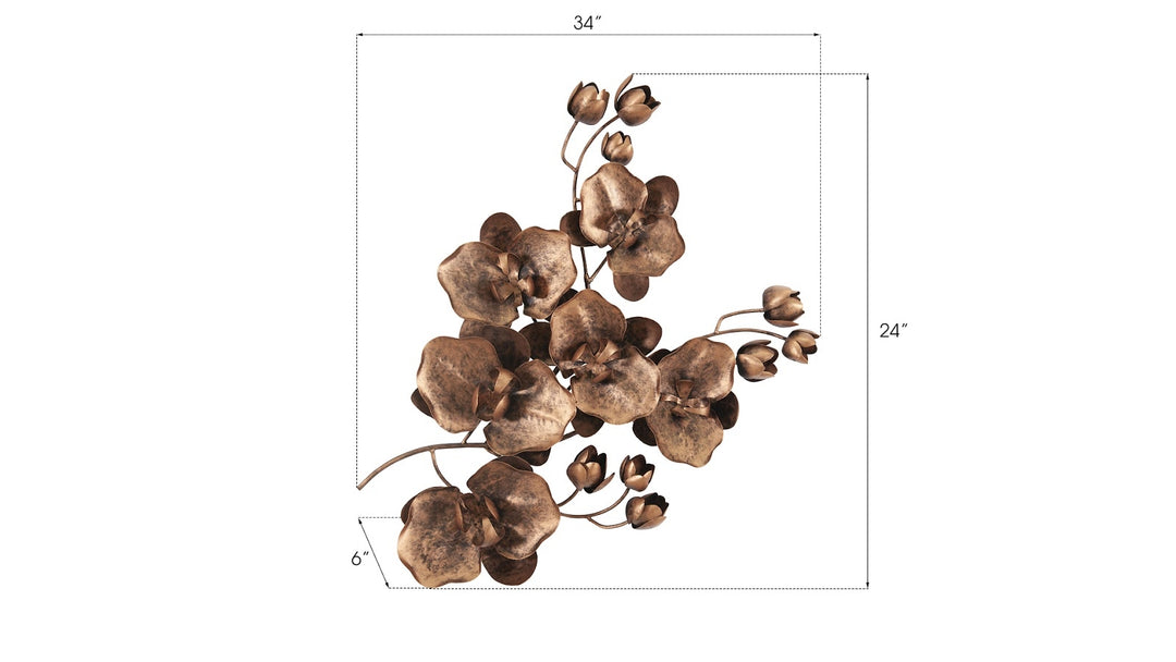 Orchid Sprig Wall Art, Medium, Metal, Copper/Black - Phillips Collection - AmericanHomeFurniture