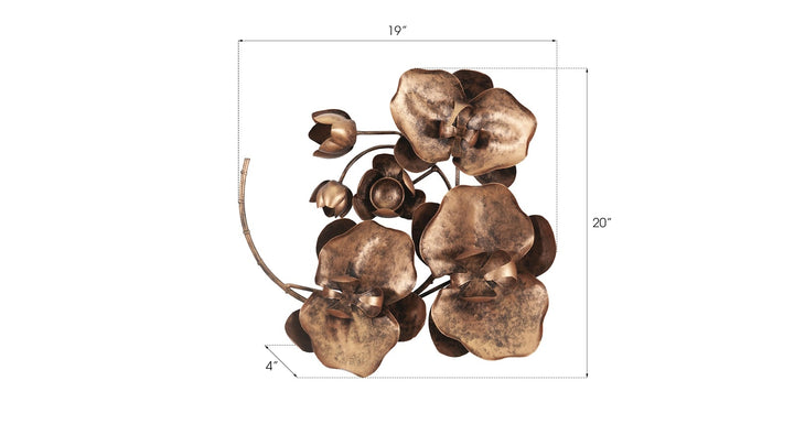 Orchid Sprig Wall Art, Small, Metal, Copper/Black - Phillips Collection - AmericanHomeFurniture