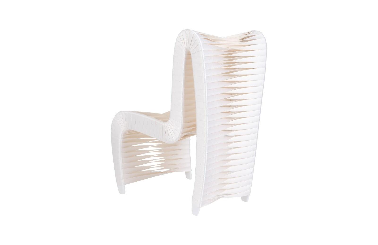 Phillips Collection Seat Belt Dining Chair, High Back, White/Off-White - Set of 2 DINING CHAIRS