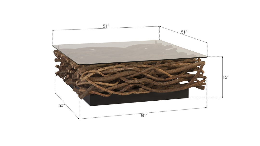 Vine Coffee Table, with Glass - Phillips Collection - AmericanHomeFurniture