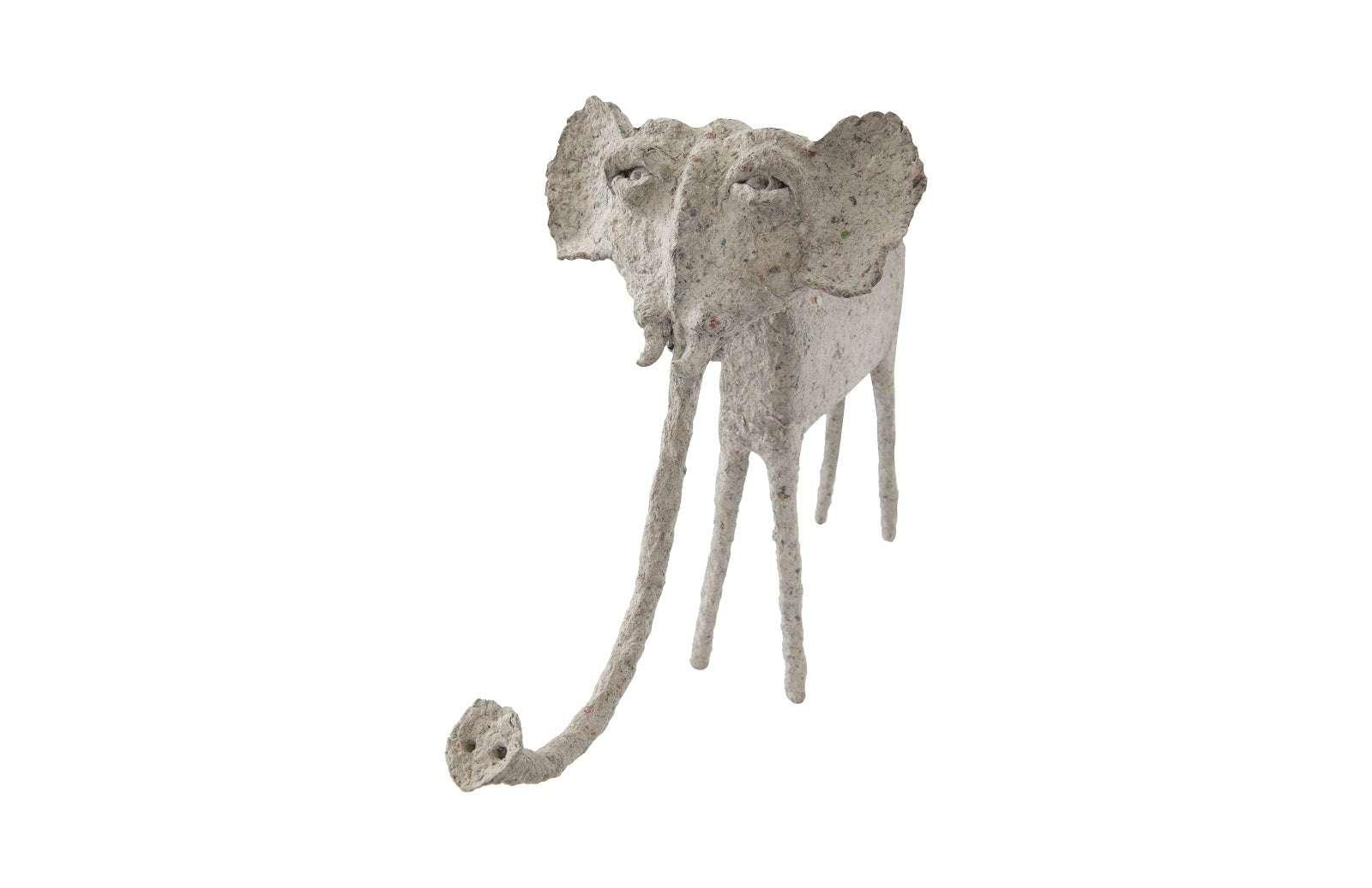 Phillips Collection Elephant, Sculpted Animal, Trunk Down, Paper Mache DECORATIVE OBJECTS