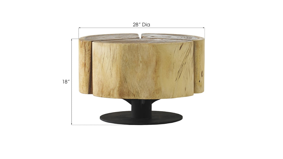 Clover Coffee Table, Chamcha Wood, Natural Finish, Metal Base - Phillips Collection - AmericanHomeFurniture