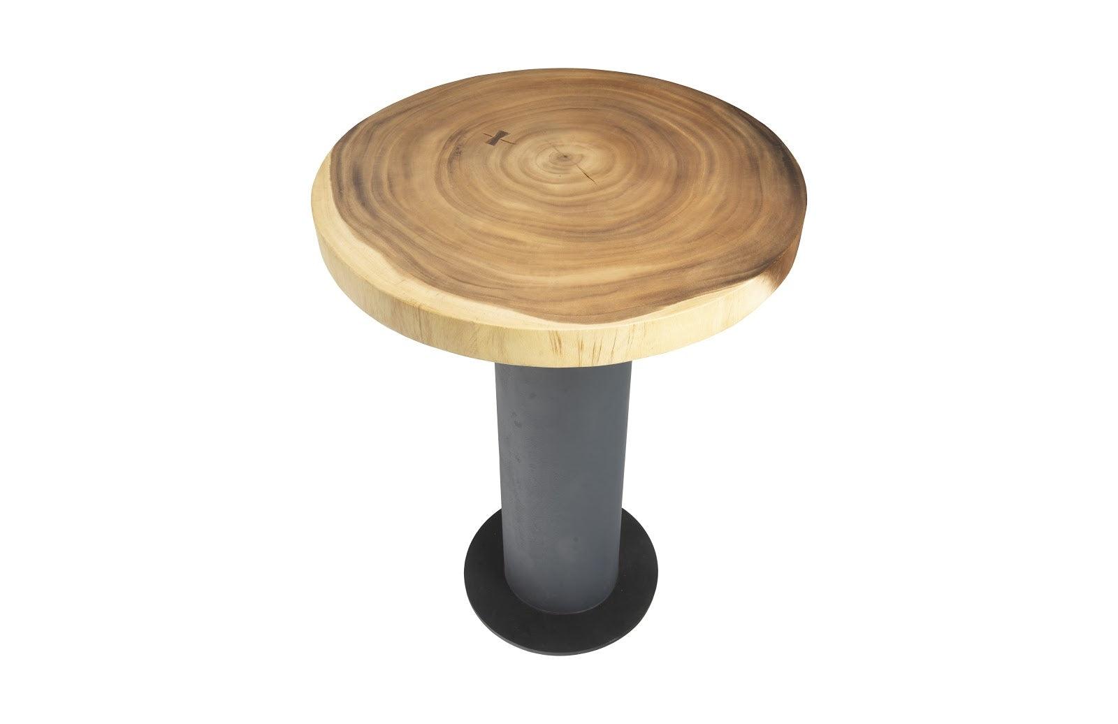 Concrete Bar Table, Chamcha Wood Top - Thumbnail 4