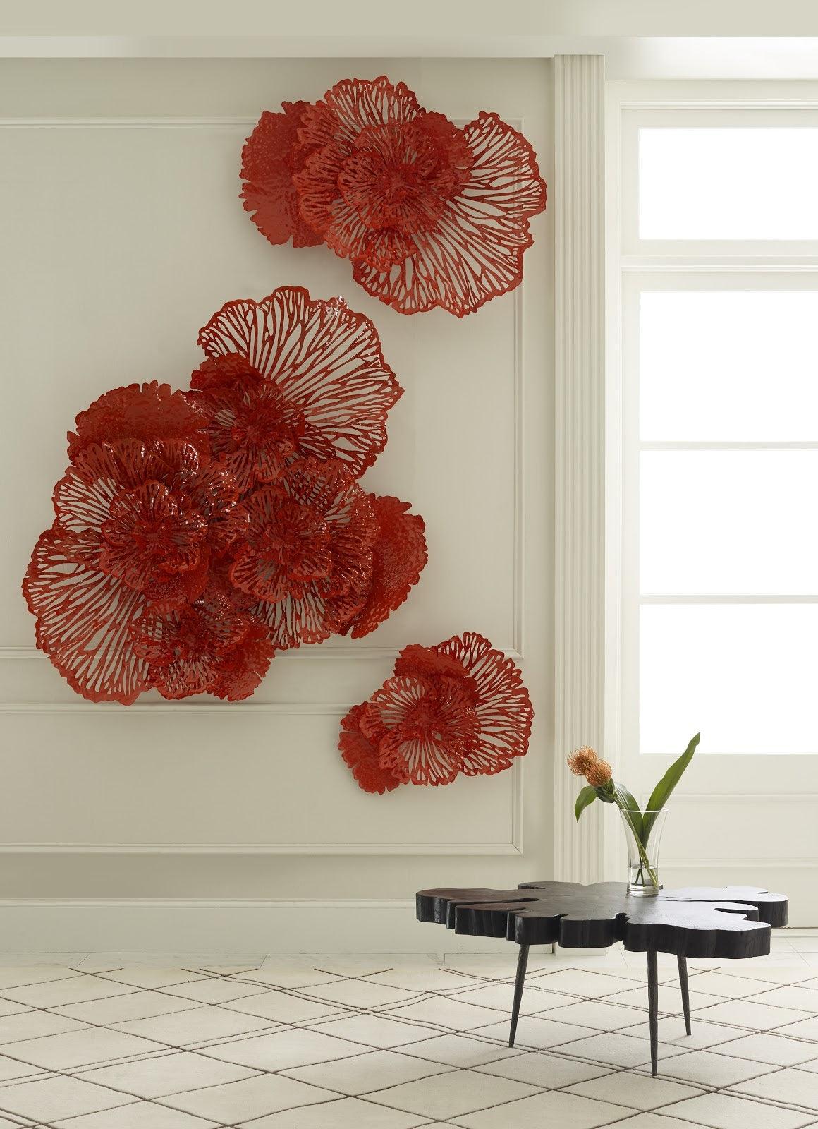Flower Wall Art, Medium, Coral, Metal - Thumbnail 2