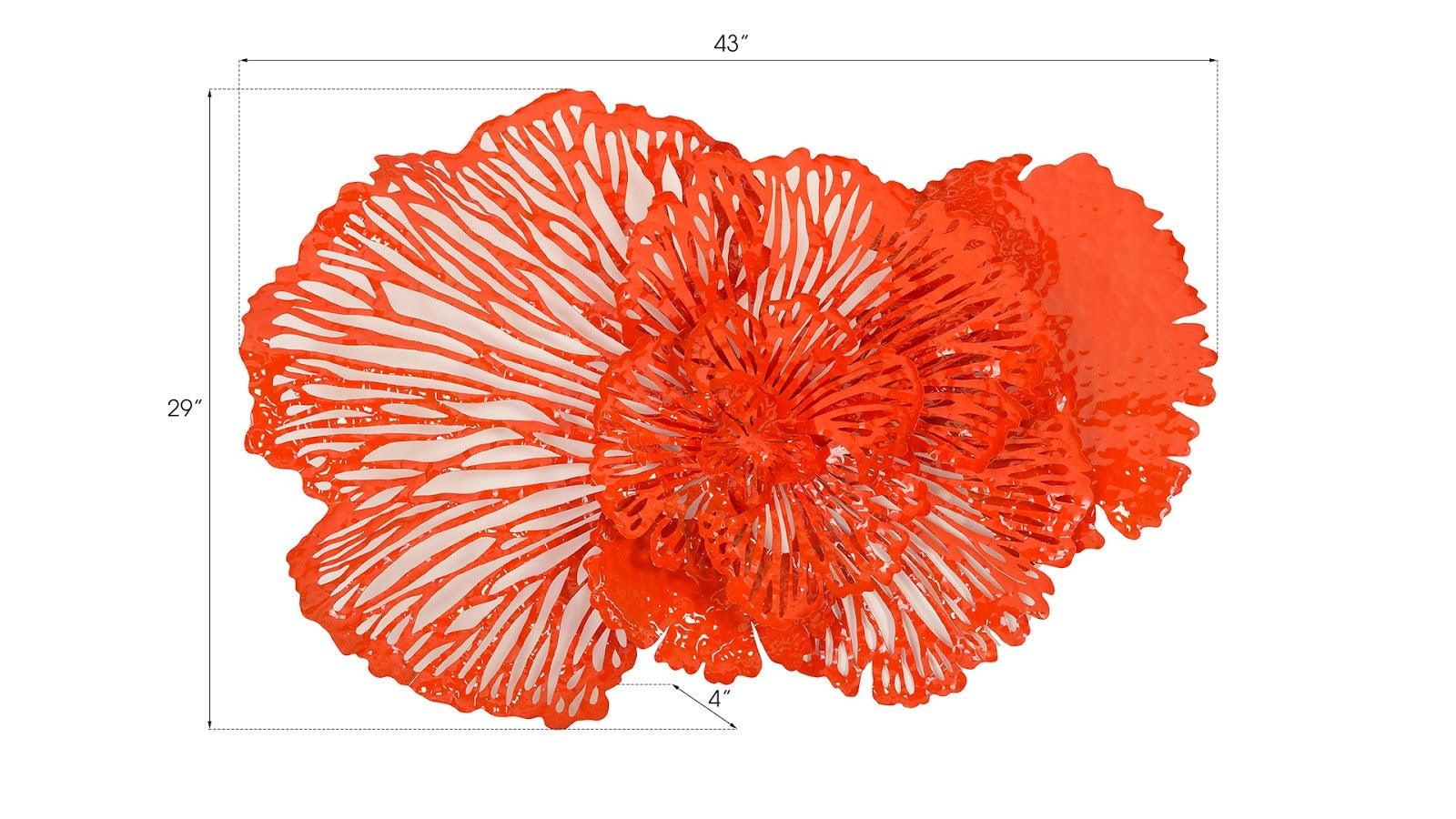 Flower Wall Art, Medium, Coral, Metal - Thumbnail 3
