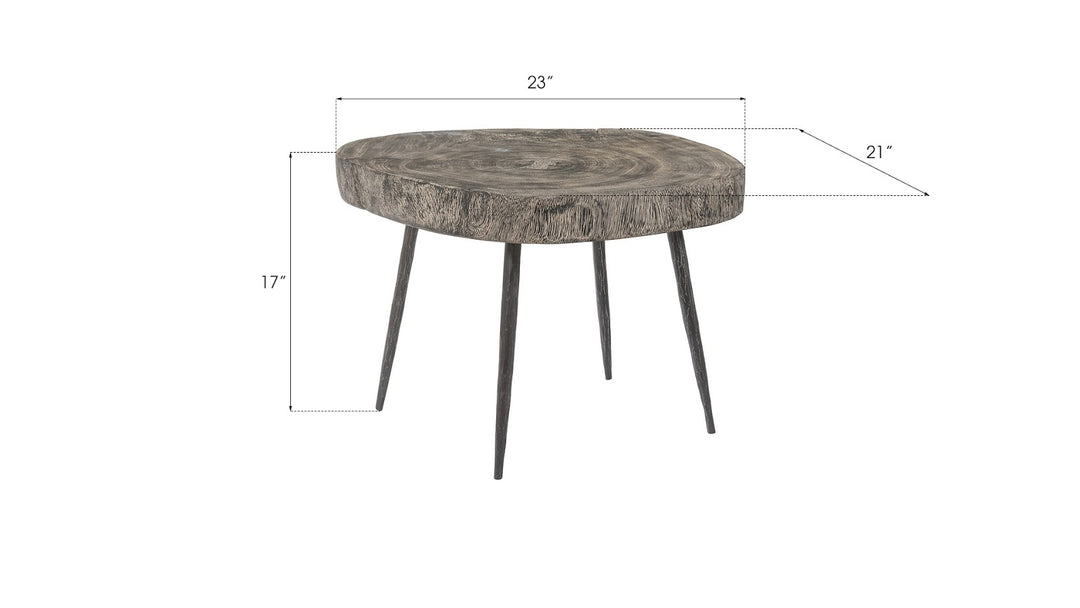 Crosscut Coffee Table, Gray Stone, Forged Legs - Phillips Collection - AmericanHomeFurniture