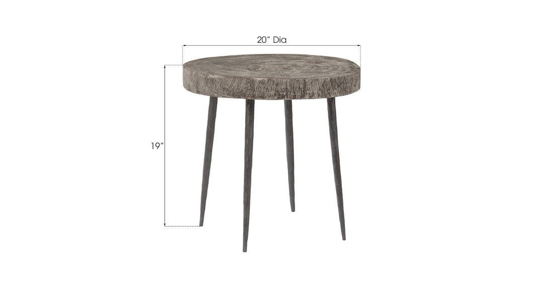 Crosscut Side Table, Gray Stone, Forged Legs - Phillips Collection - AmericanHomeFurniture