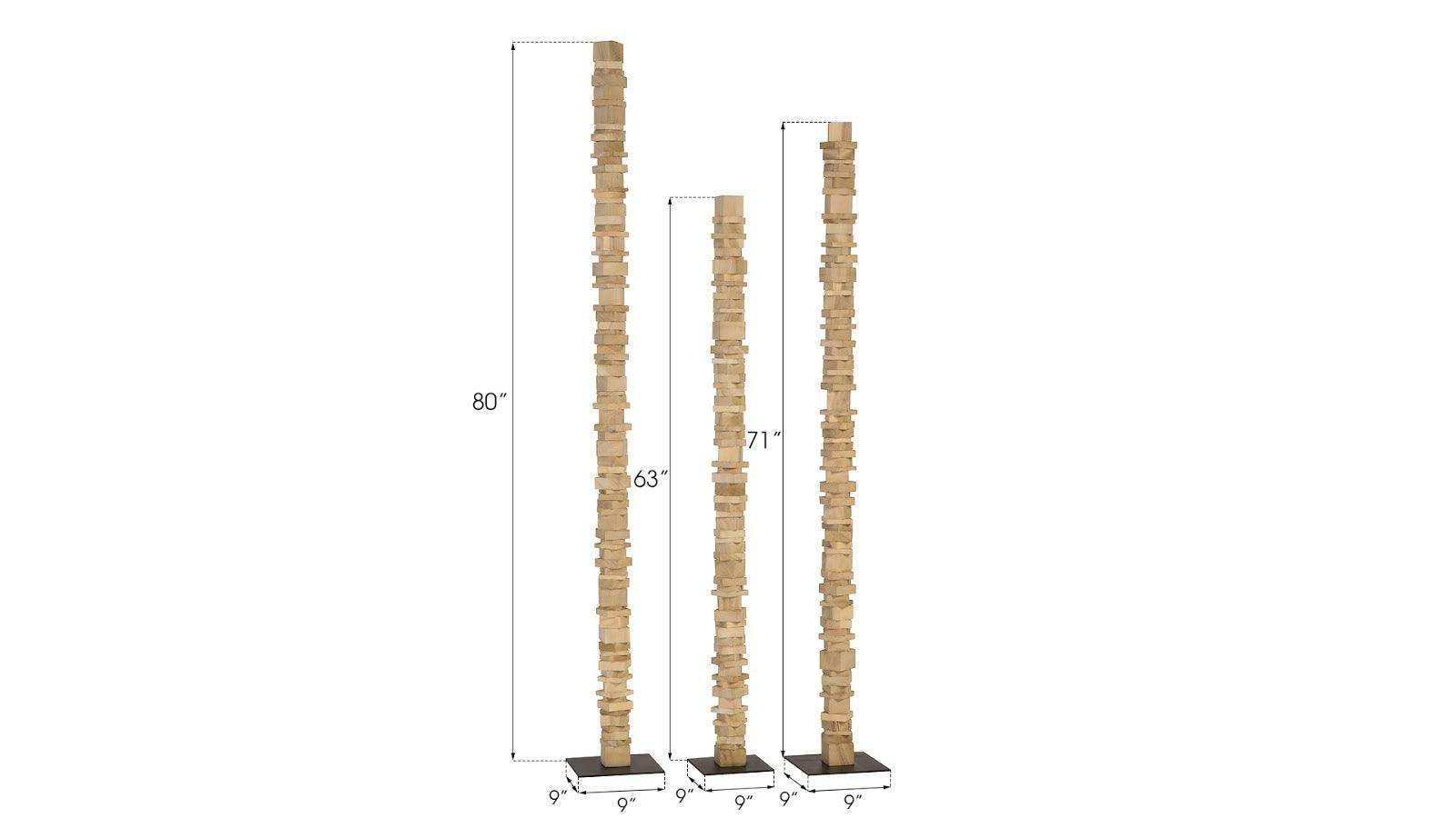 Stacked Wood Floor Sculptures, Set of 3 - Thumbnail 2