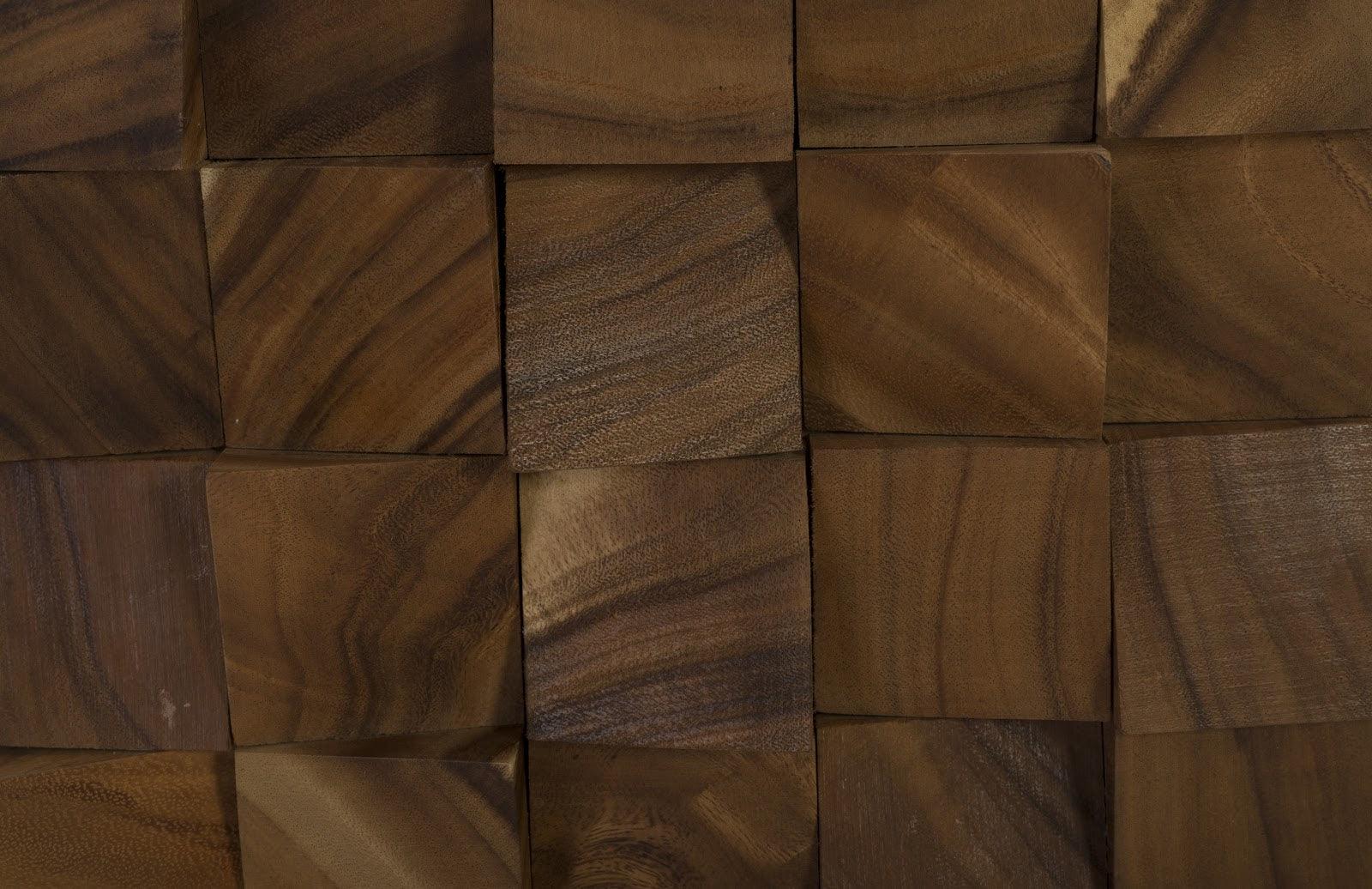 Blocks Wall Tile, Chamcha Wood, Natural - Thumbnail 3