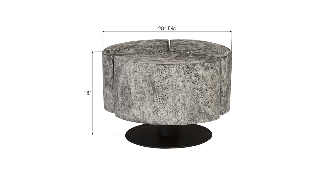 Clover Coffee Table, Chamcha Wood, Gray Stone Finish, Metal Base - Phillips Collection - AmericanHomeFurniture