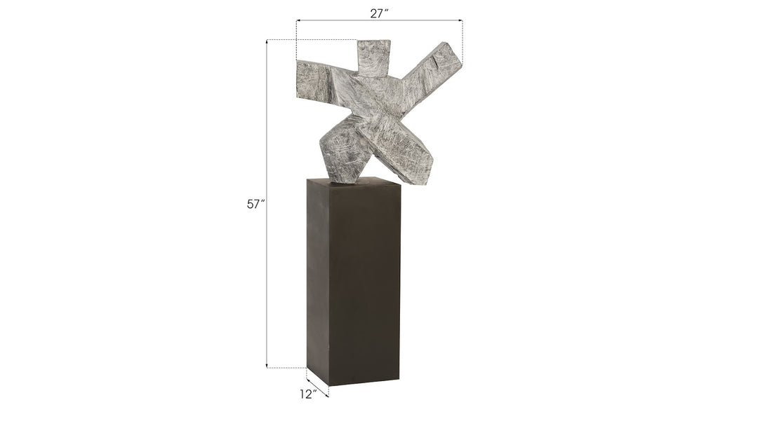 Tai Chi Action Sculpture on Pedestal, Gray Stone/Black - Phillips Collection - AmericanHomeFurniture