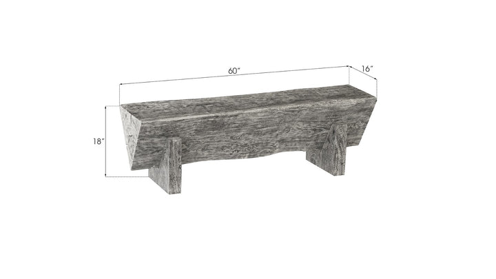 Triangle Bench, Gray Stone - Phillips Collection - AmericanHomeFurniture