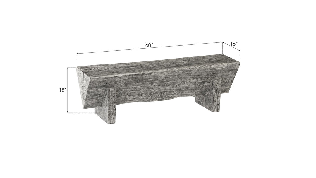 Triangle Bench, Gray Stone - Phillips Collection - AmericanHomeFurniture