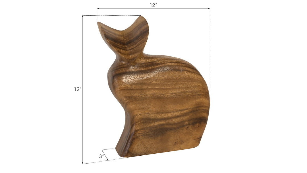 Sitting Cat Sculpture, Chamcha Wood, Natural - Phillips Collection - AmericanHomeFurniture
