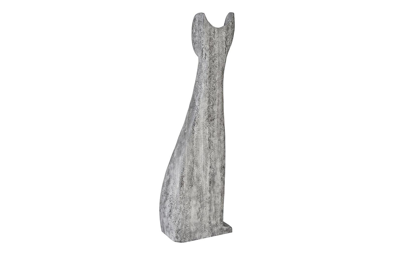 Phillips Collection Cat Sculpture, Large, Chamcha Wood, Gray Stone Finish DECORATIVE OBJECTS