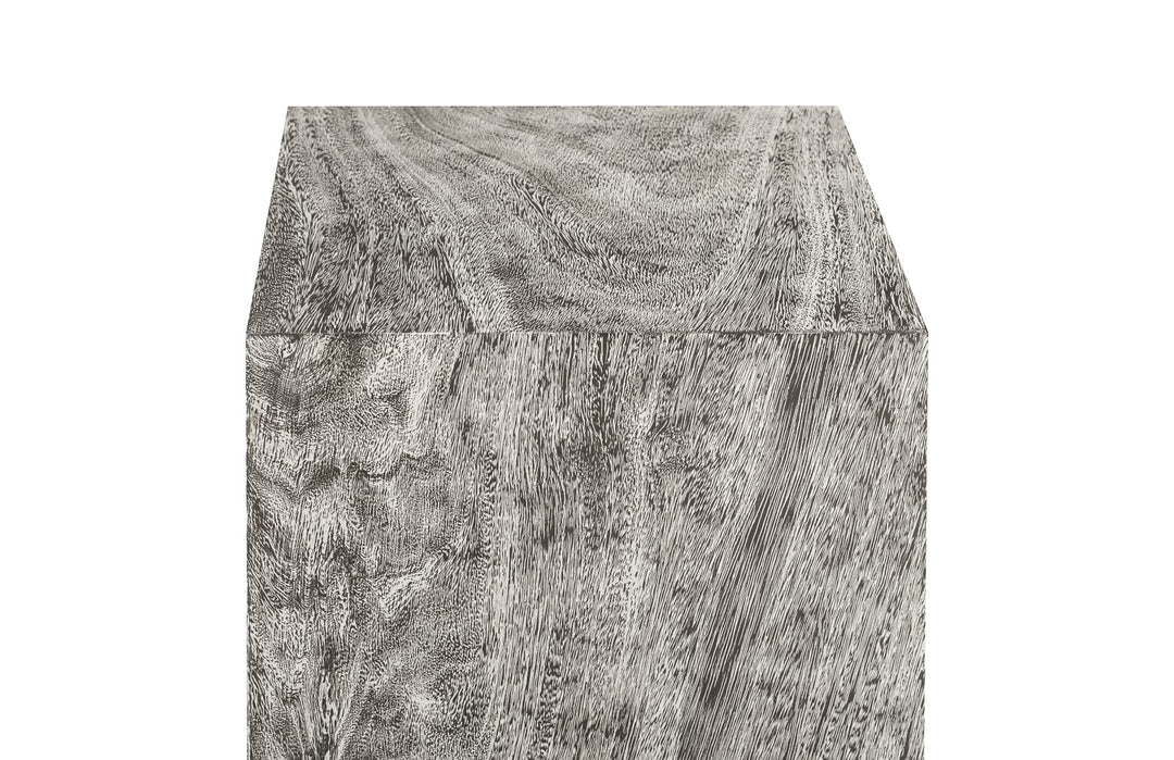 Origins Pedestal, Small, Mitered Chamcha Wood, Gray Stone Finish - Phillips Collection - AmericanHomeFurniture