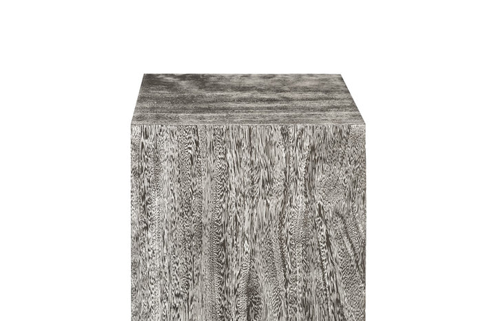Origins Pedestal, Medium, Mitered Chamcha Wood, Gray Stone Finish - Phillips Collection - AmericanHomeFurniture