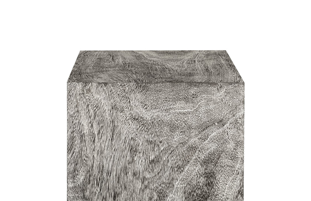 Origins Pedestal, Large, Mitered Chamcha Wood, Gray Stone Finish - Phillips Collection - AmericanHomeFurniture