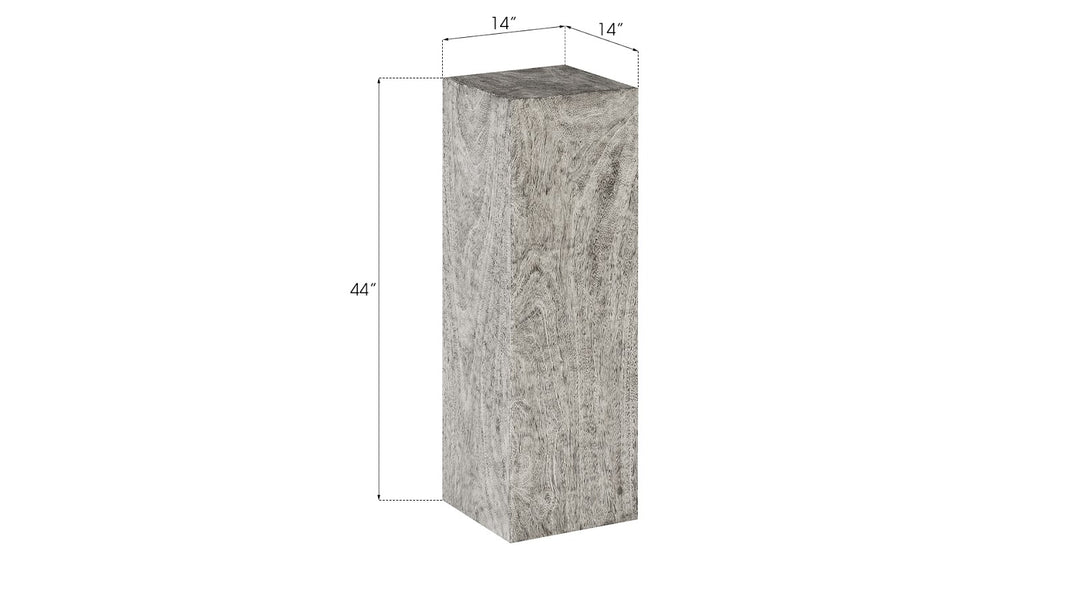 Origins Pedestal, Large, Mitered Chamcha Wood, Gray Stone Finish - Phillips Collection - AmericanHomeFurniture