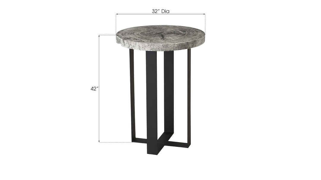 Chuleta Bar Table on Black Metal Base, Chamcha Wood, Gray Stone - Phillips Collection - AmericanHomeFurniture