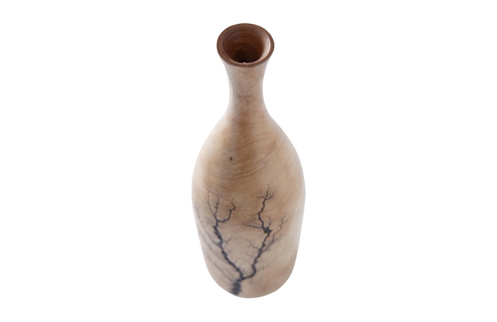 Phillips Collection Lightning Bottle, Mango Wood, Curved Neck VASES, JARS, + BOTTLES