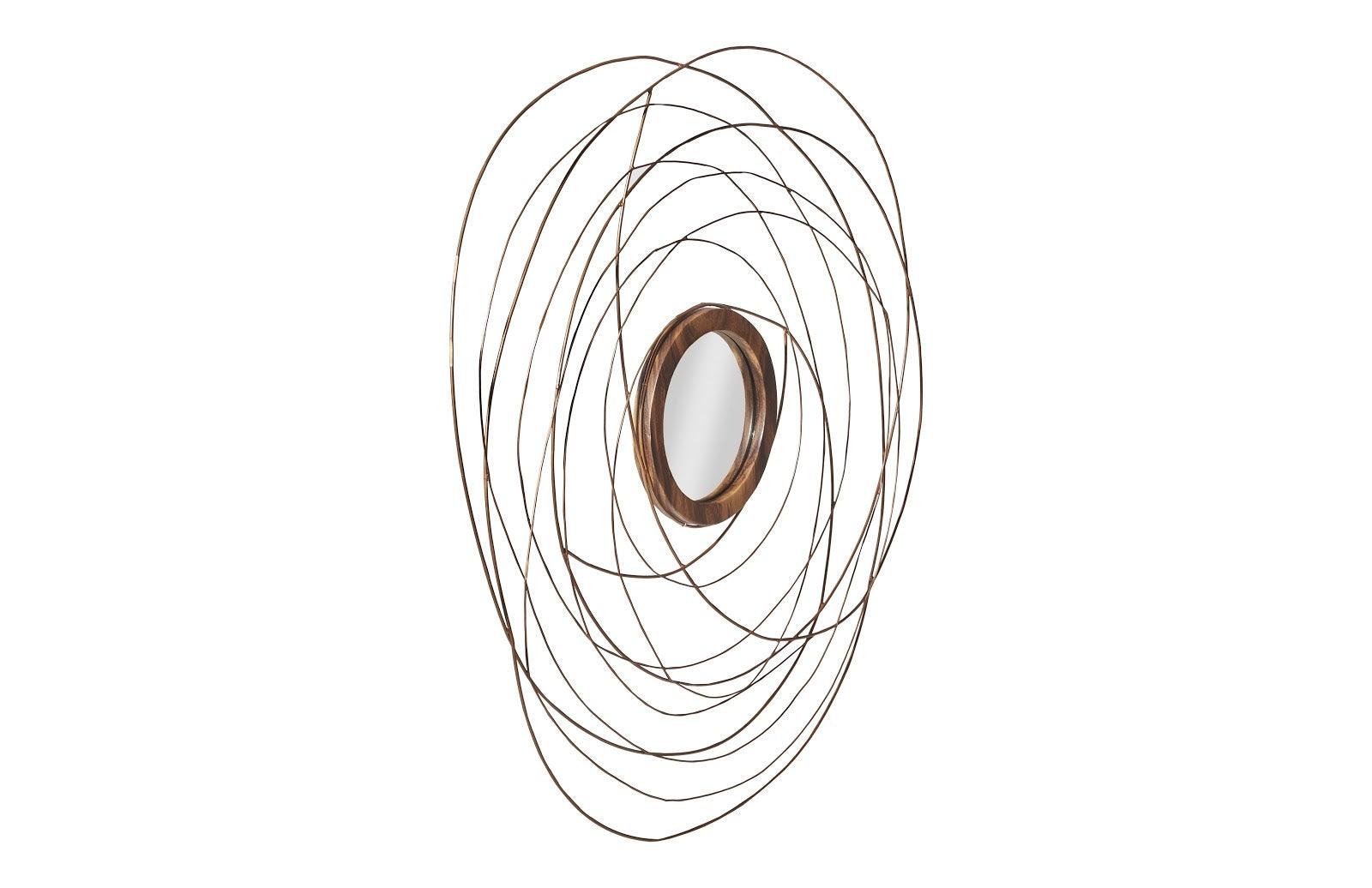 Phillips Collection Nest Mirror, Chamcha Wood/Wire, Copper, LG WALL MIRRORS
