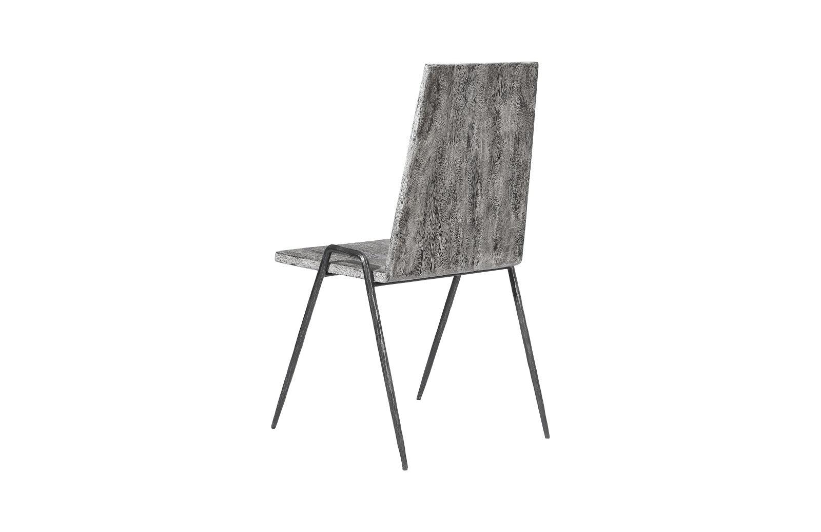 Phillips Collection Forged Leg Dining Chair, Chamcha Wood, Gray Stone Finish, Metal - Set of 2 DINING CHAIRS
