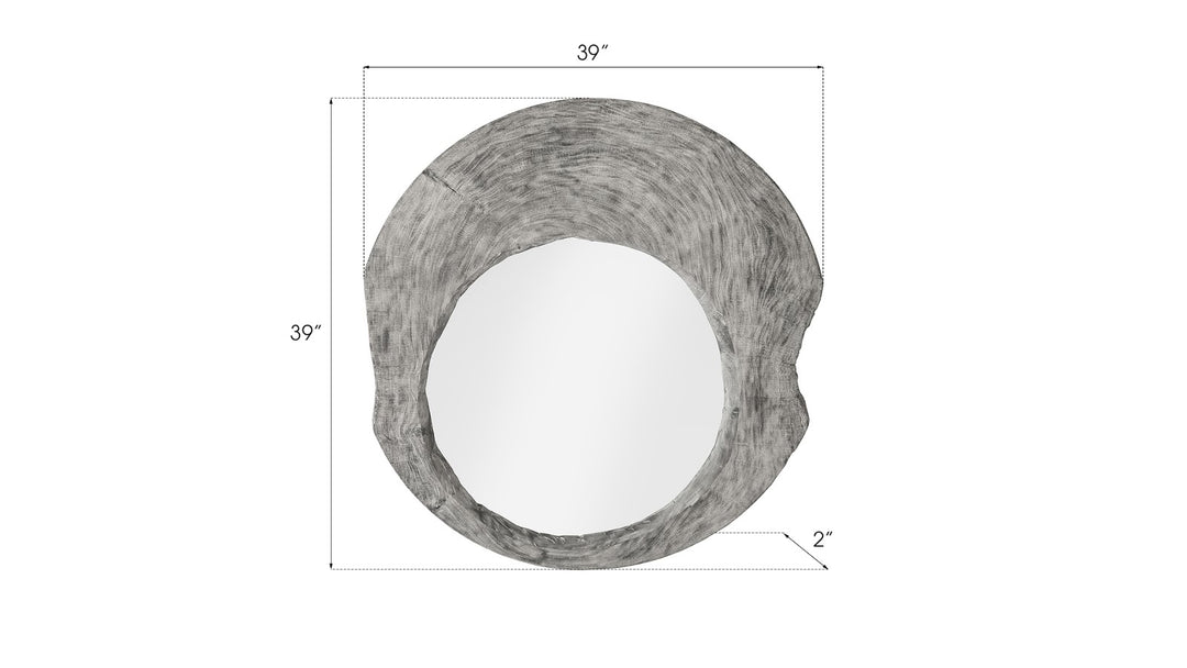 Wood Wall Mirror, Gray Stone, Round - Phillips Collection - AmericanHomeFurniture