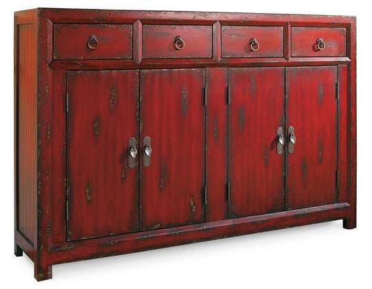 Hooker Furniture 58'' Red Asian Cabinet SIDEBOARDS + CABINETS