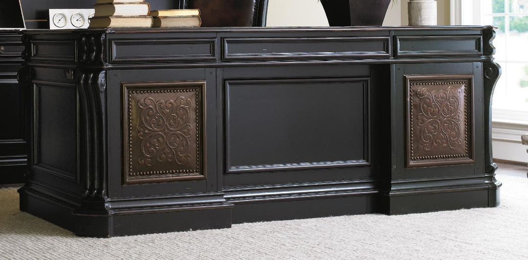 American Home Furniture | Hooker Furniture - Telluride 76'' Executive Desk withLeather Panels