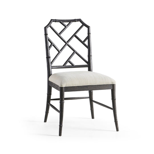 Jonathan Charles Timeless Saros Chippendale Bamboo Side Chair in Ebonized Black - Set Of 2 DINING CHAIRS