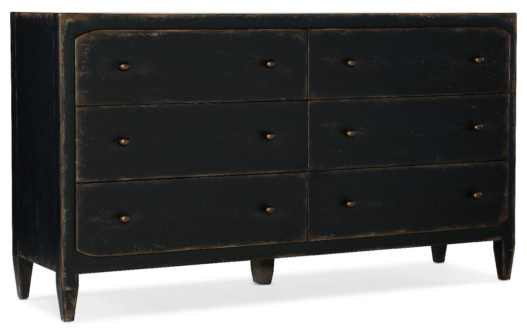 American Home Furniture | Hooker Furniture - Ciao Bella Six-Drawer Dresser- Black