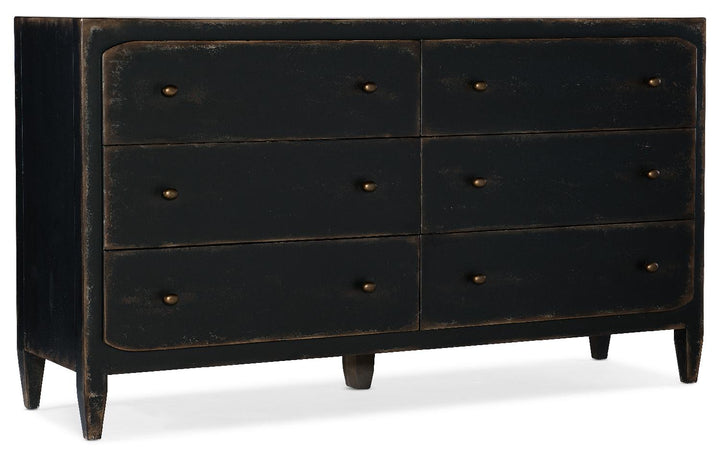 American Home Furniture | Hooker Furniture - Ciao Bella Six-Drawer Dresser- Black
