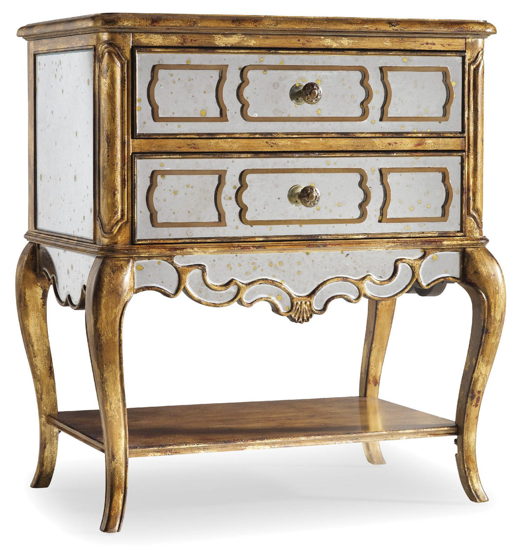 American Home Furniture | Hooker Furniture - Sanctuary Mirrored Leg Nightstand-Bling