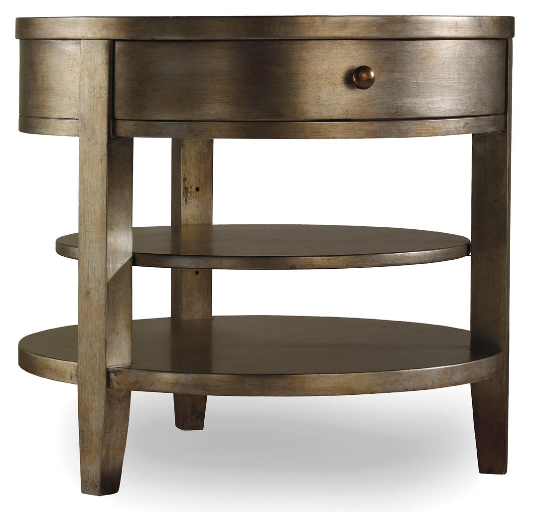 American Home Furniture | Hooker Furniture - Sanctuary One-Drawer Round Lamp Table - Visage