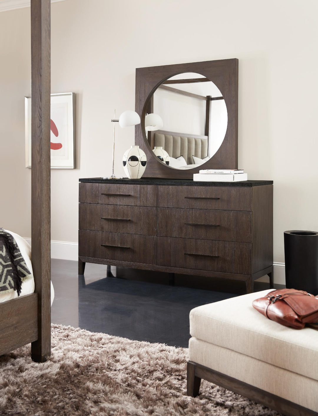 American Home Furniture | Hooker Furniture - Miramar Aventura Raphael Six-Drawer Stone Top Dresser
