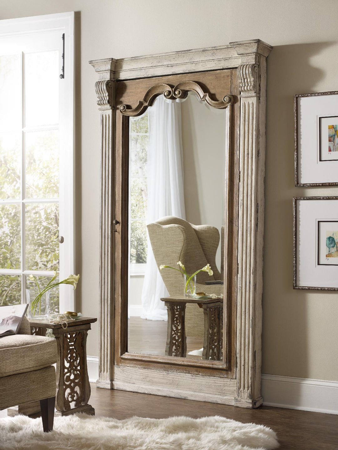 American Home Furniture | Hooker Furniture - Chatelet Floor Mirror withJewelry Armoire Storage
