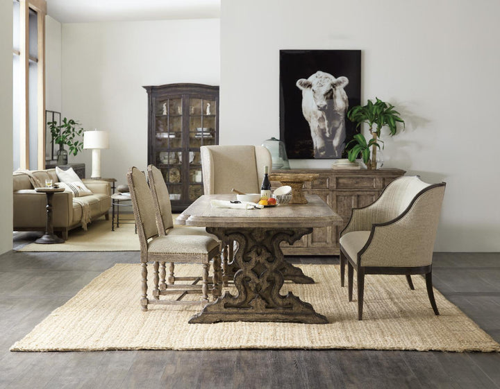 American Home Furniture | Hooker Furniture - La Grange Le Vieux 86in Double Pedestal Table with2-18in Leaves