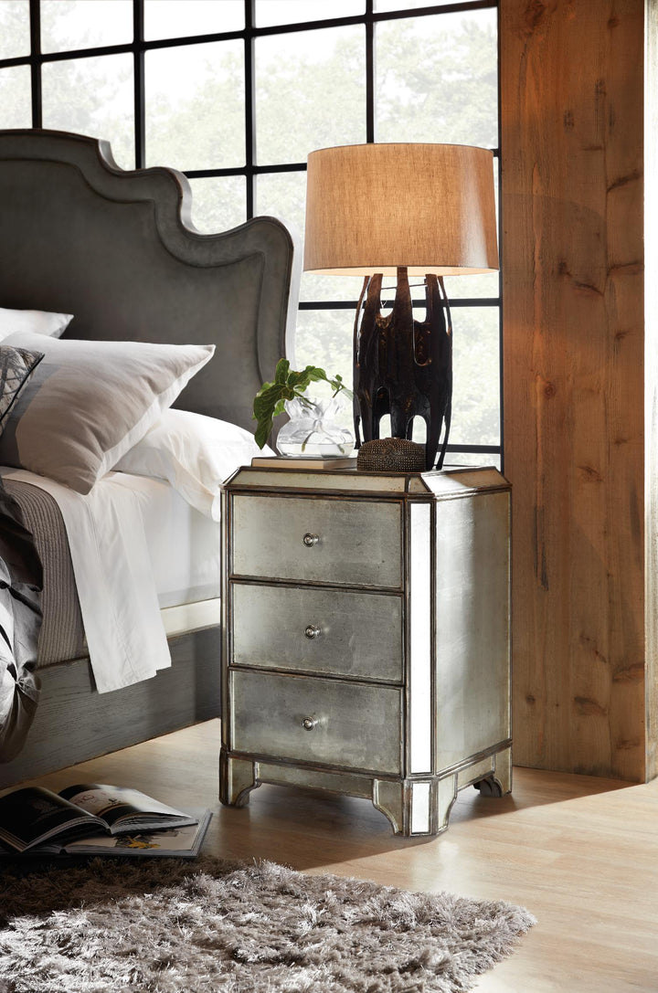 American Home Furniture | Hooker Furniture - Arabella Mirrored Three-Drawer Nightstand