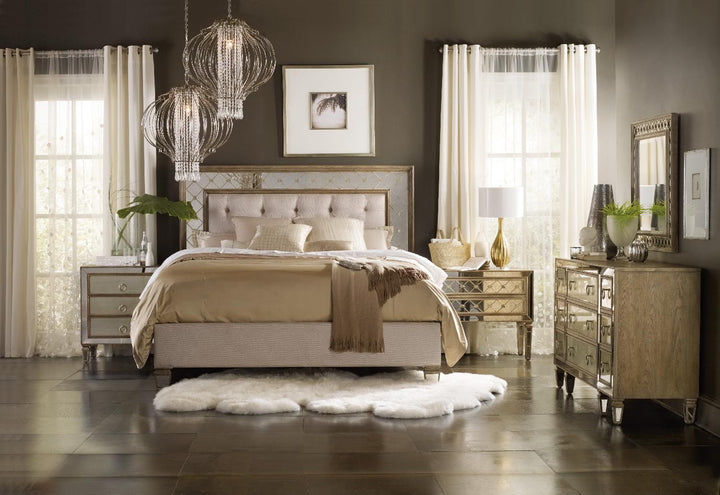 American Home Furniture | Hooker Furniture - Sanctuary Mirrored Upholstered Bed